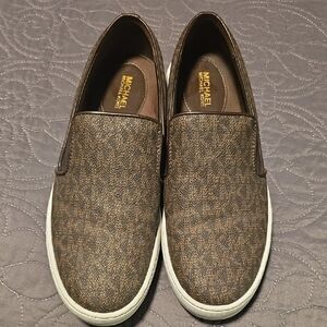Michael Kors Patterned Brown Slip-On Loafers